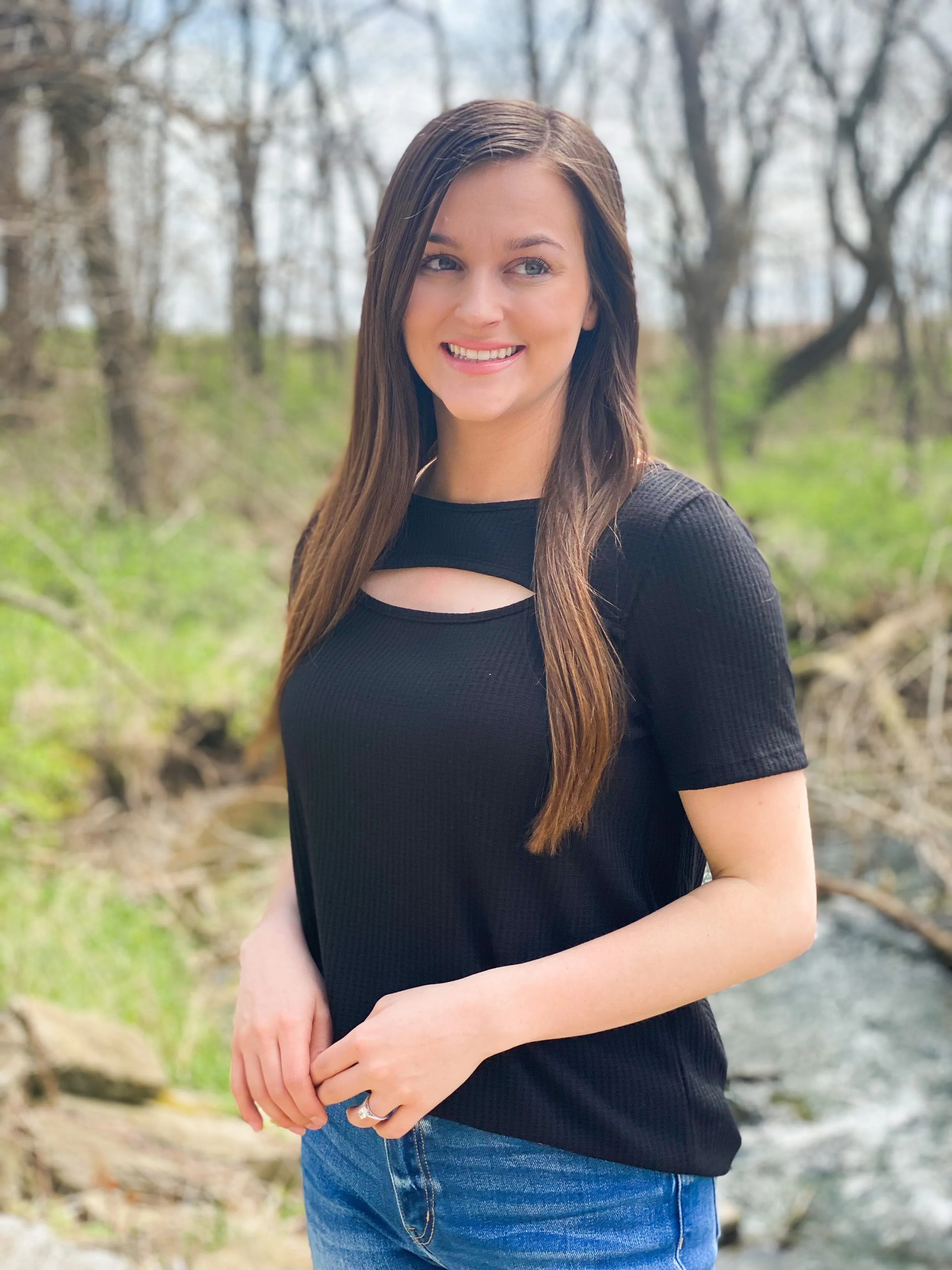 Sylvia Black Top with Cut Out