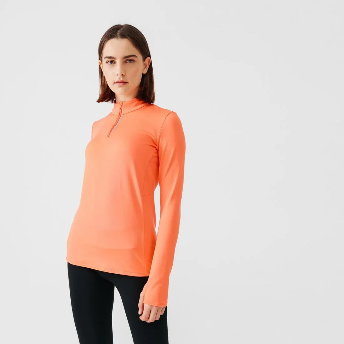 T-shirt manches longues chaud running femme - Zip warm