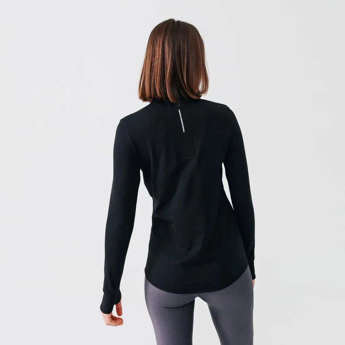 T-shirt manches longues chaud running femme - Zip warm