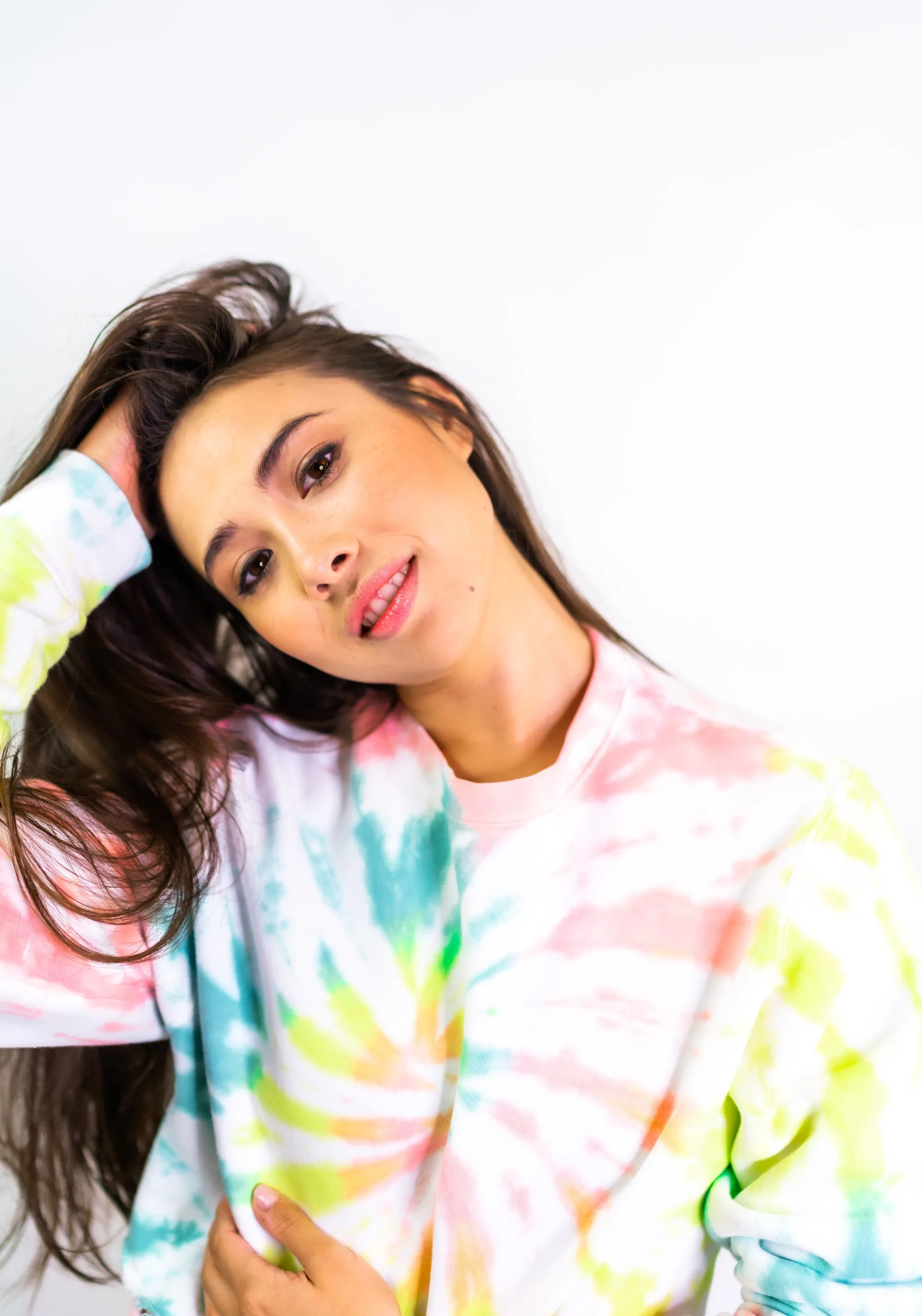 Tie-Dye Crop Sunset Boyfriend Fleece Sweatshirt – Rainbow Sherbet