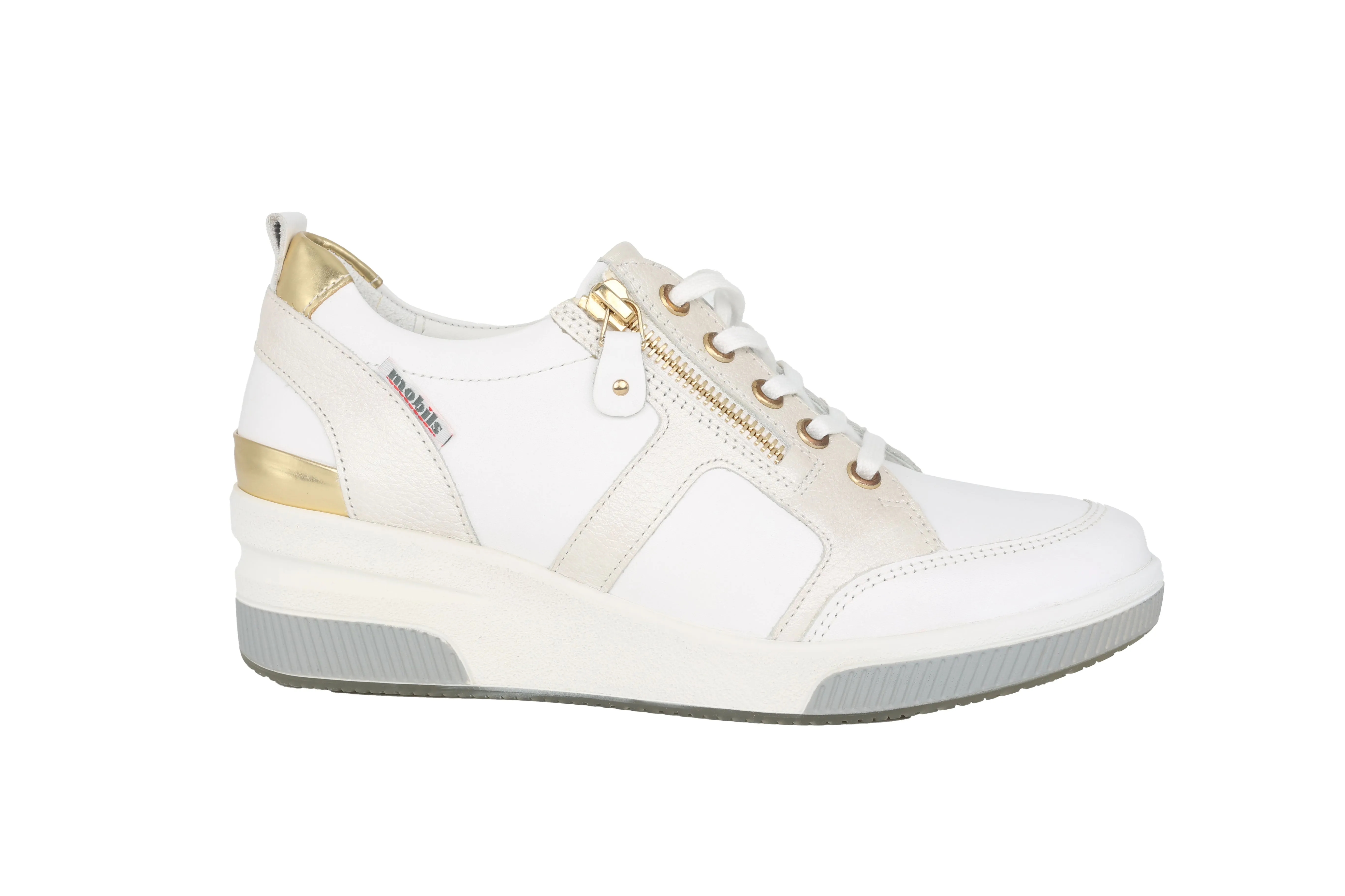'TRUDIE' women's wide fit (H) lace-zip sneakers- White