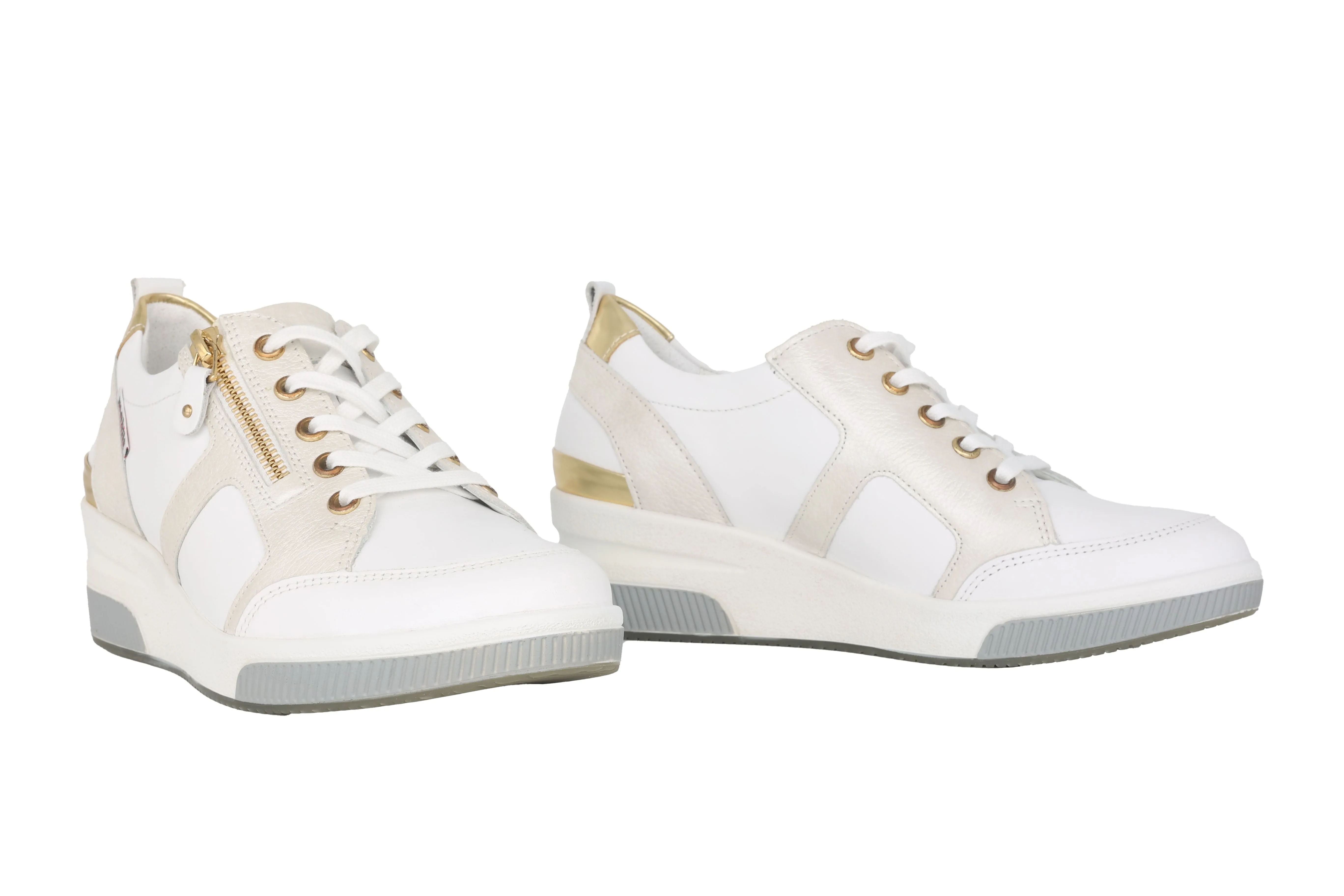 'TRUDIE' women's wide fit (H) lace-zip sneakers- White