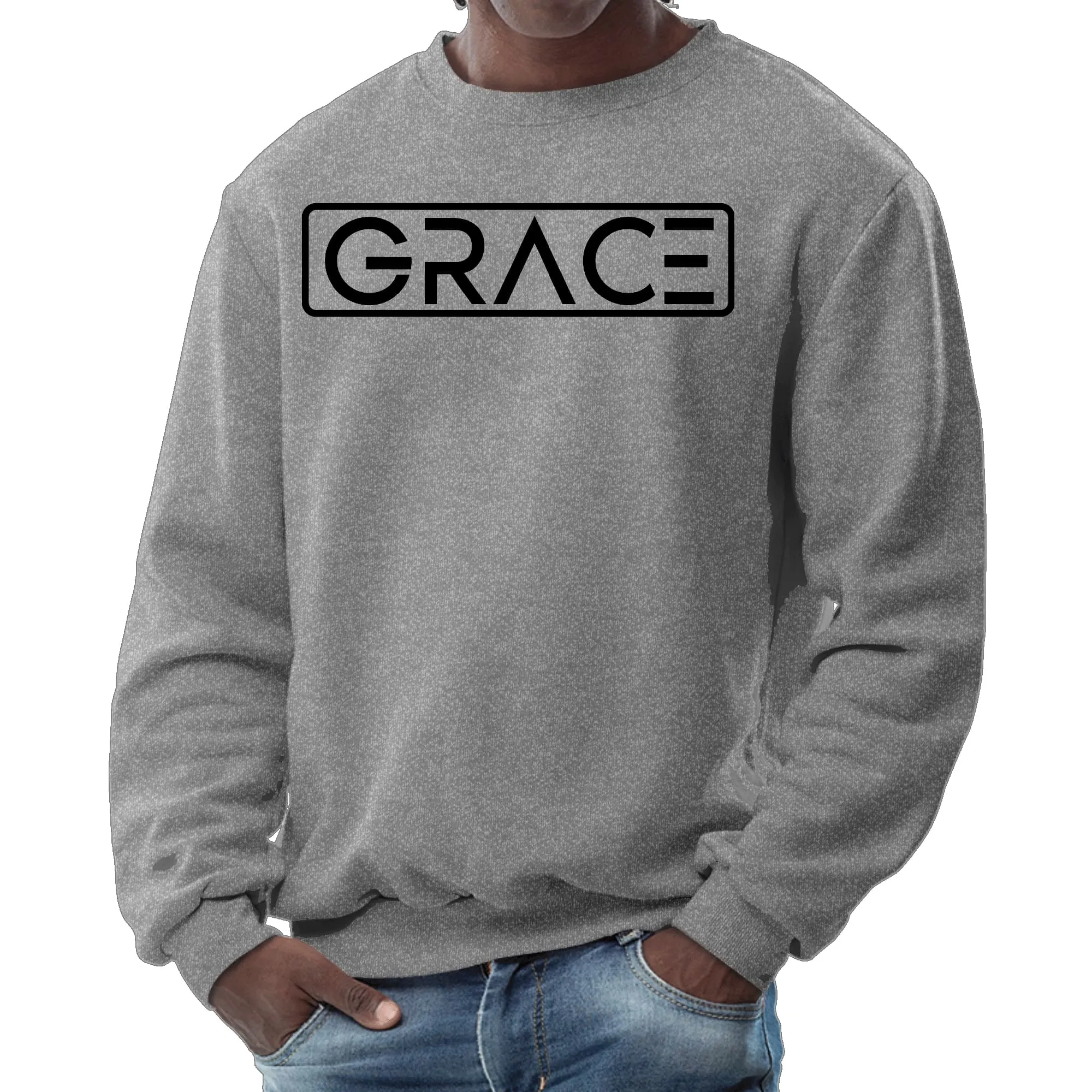 Unisex "Grace" Christian Graphic Sweatshirt – Black Illustration