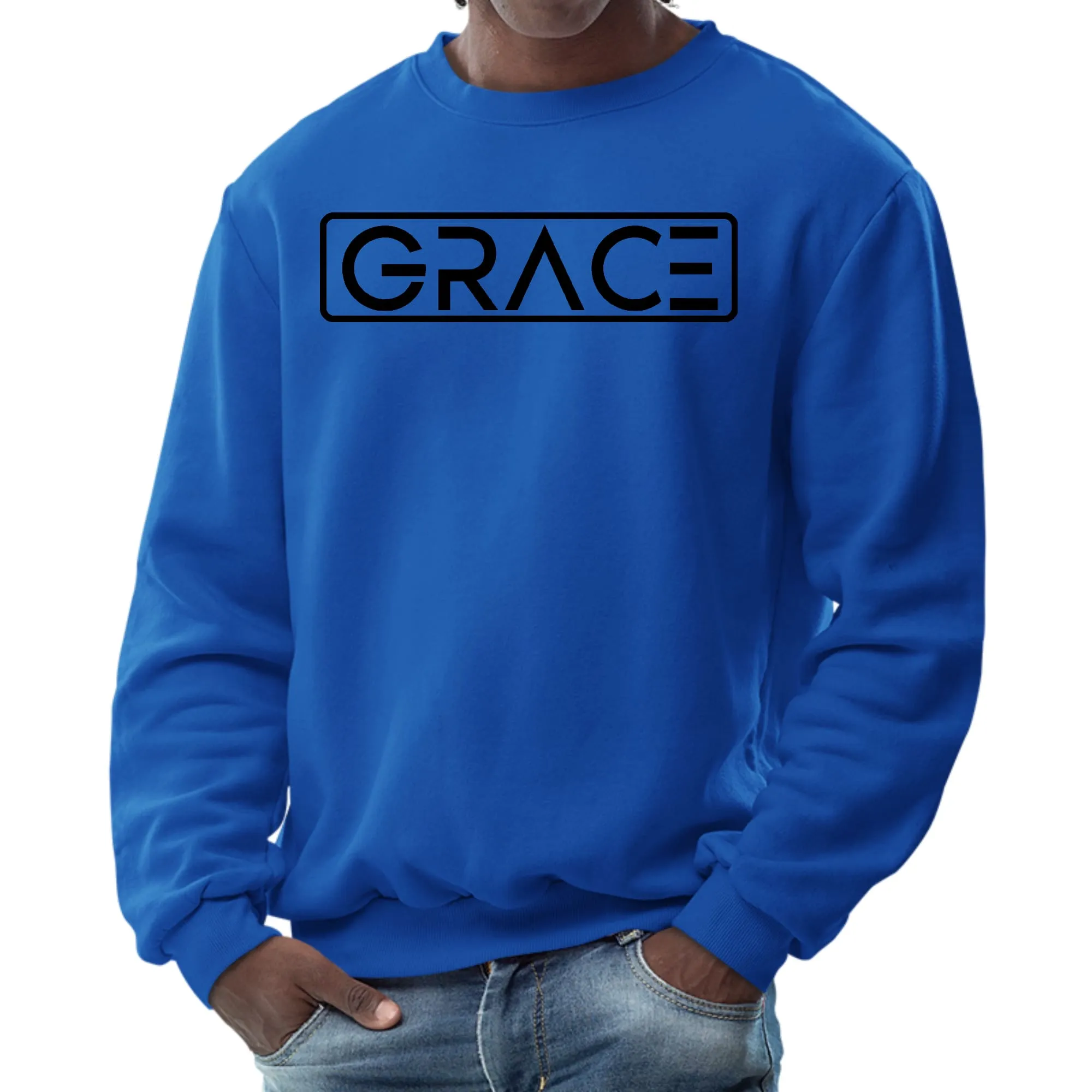 Unisex "Grace" Christian Graphic Sweatshirt – Black Illustration