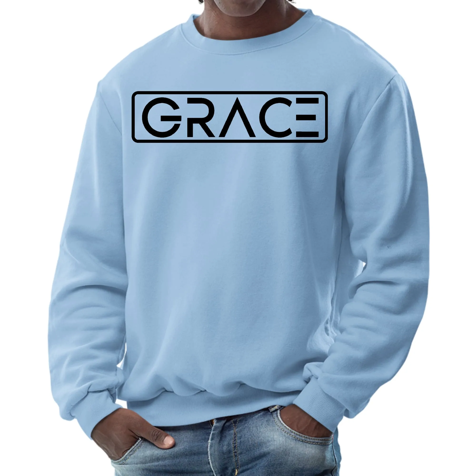 Unisex "Grace" Christian Graphic Sweatshirt – Black Illustration