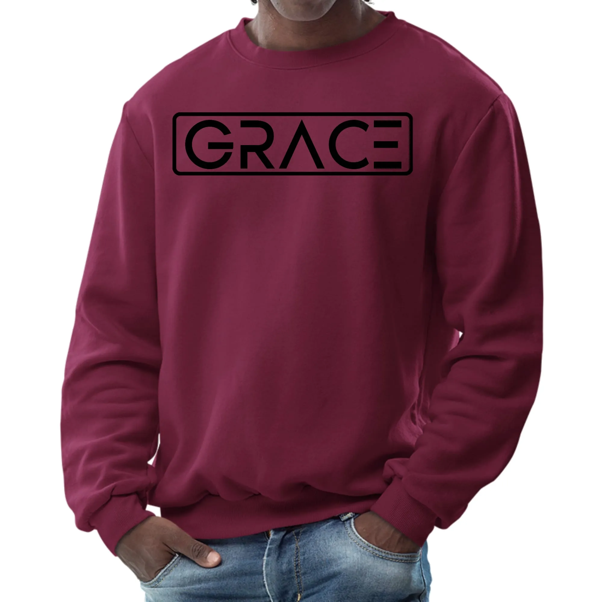 Unisex "Grace" Christian Graphic Sweatshirt – Black Illustration