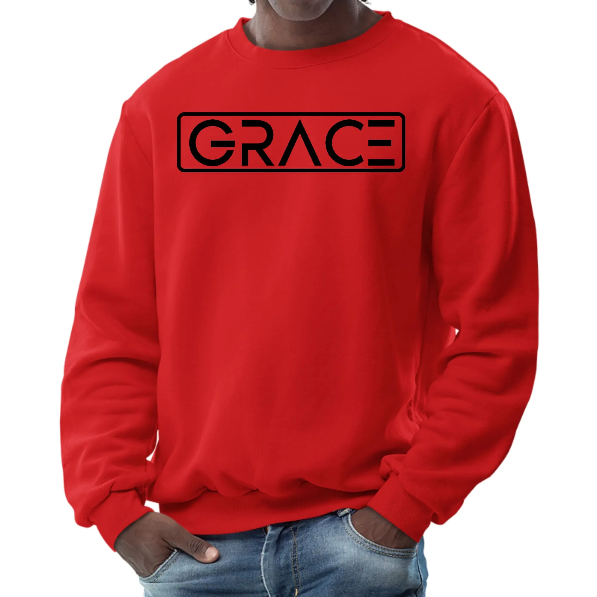 Unisex "Grace" Christian Graphic Sweatshirt – Black Illustration