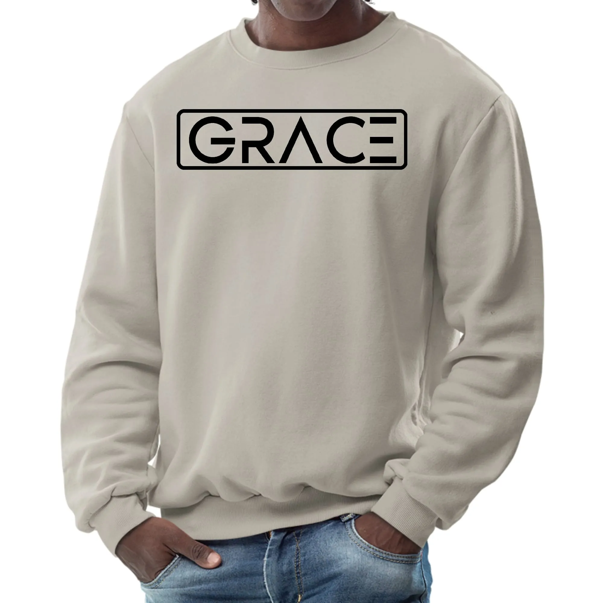 Unisex "Grace" Christian Graphic Sweatshirt – Black Illustration