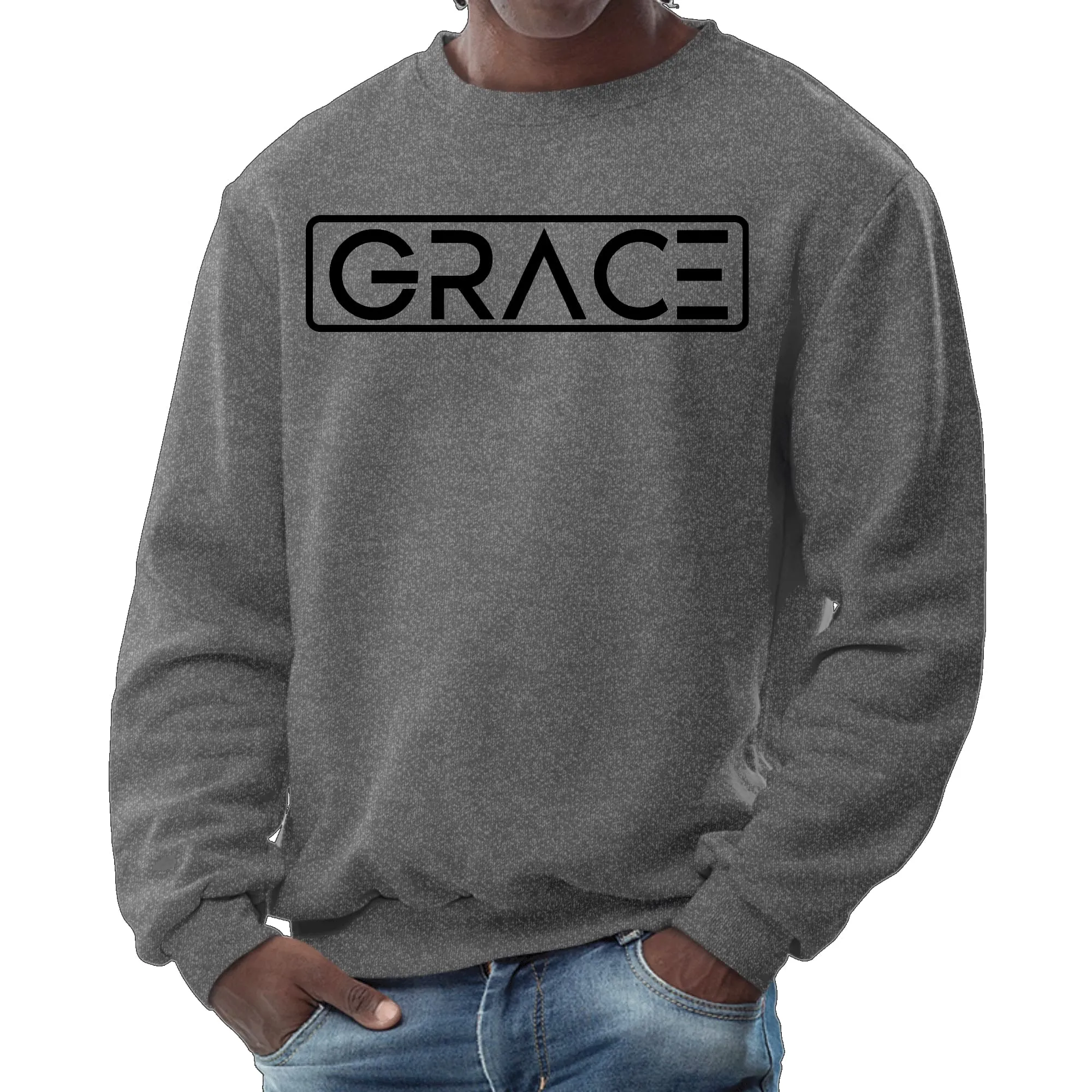 Unisex "Grace" Christian Graphic Sweatshirt – Black Illustration
