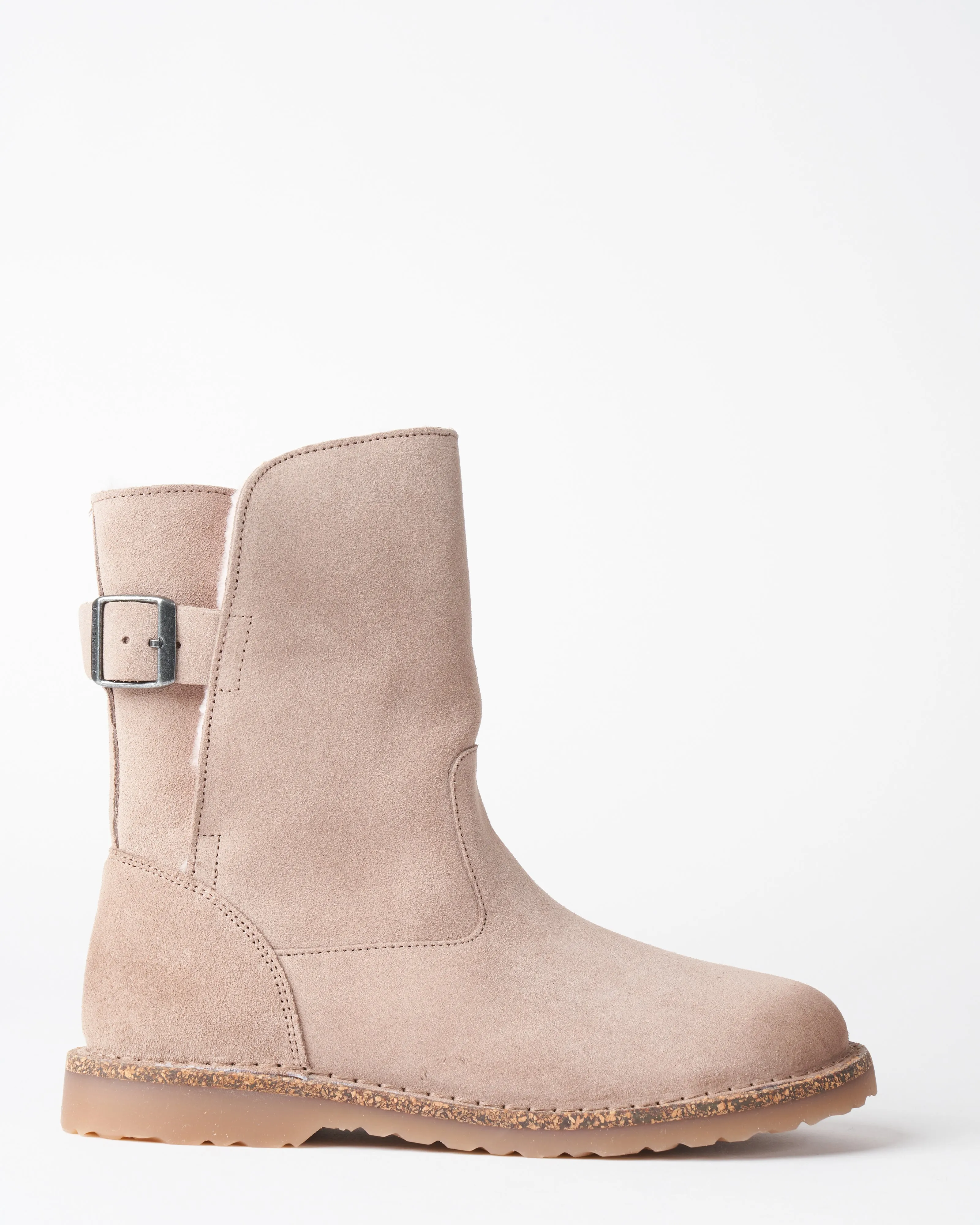 uppsala shearling boot - gray taupe suede/soft pink shearling