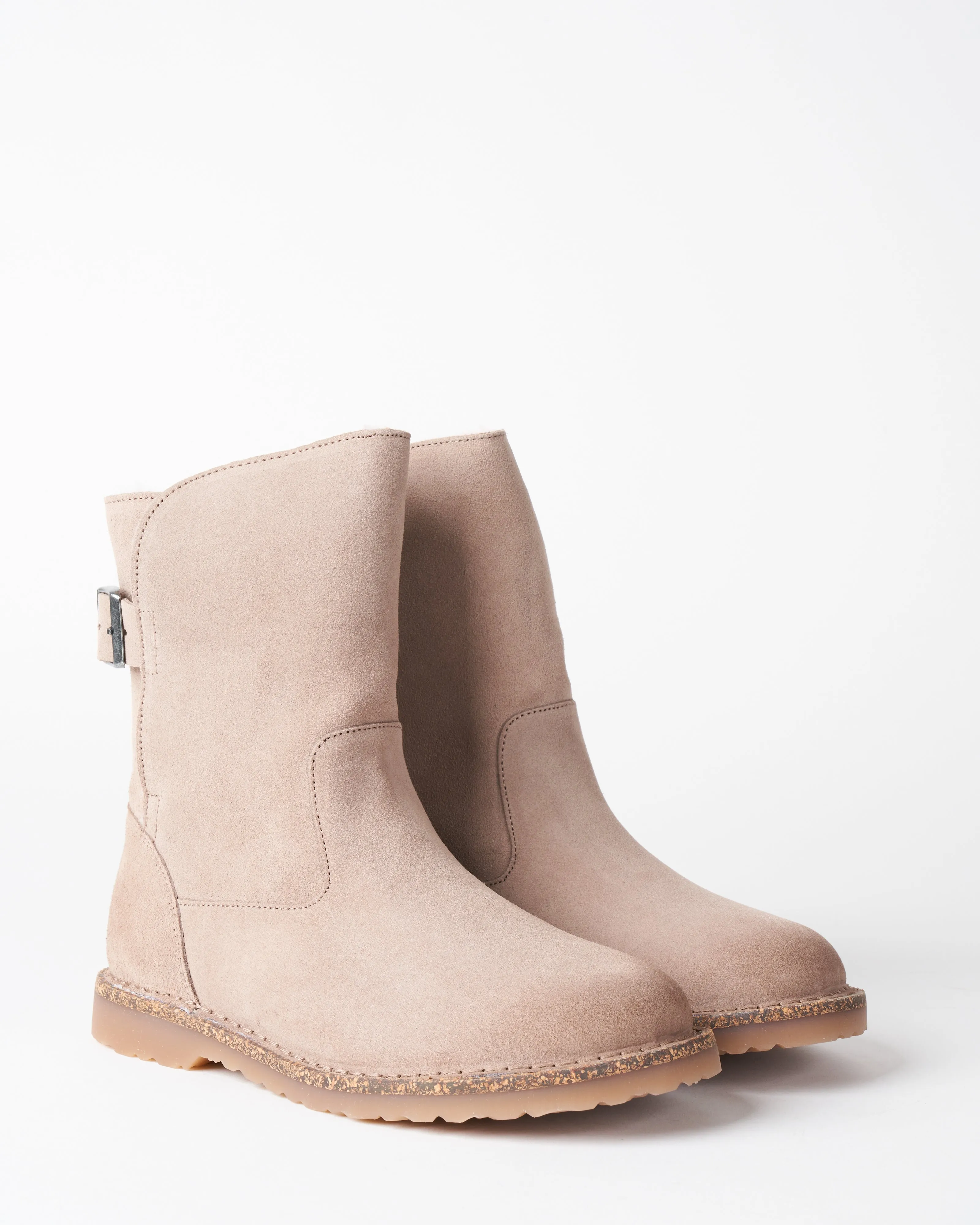 uppsala shearling boot - gray taupe suede/soft pink shearling