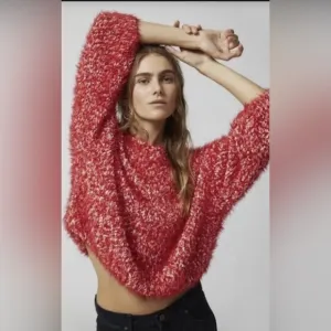 URBAN OUTFITTERS Jamie Fuzzy Sweater S Red/Pink 24” P2P $79 Retail NWOT