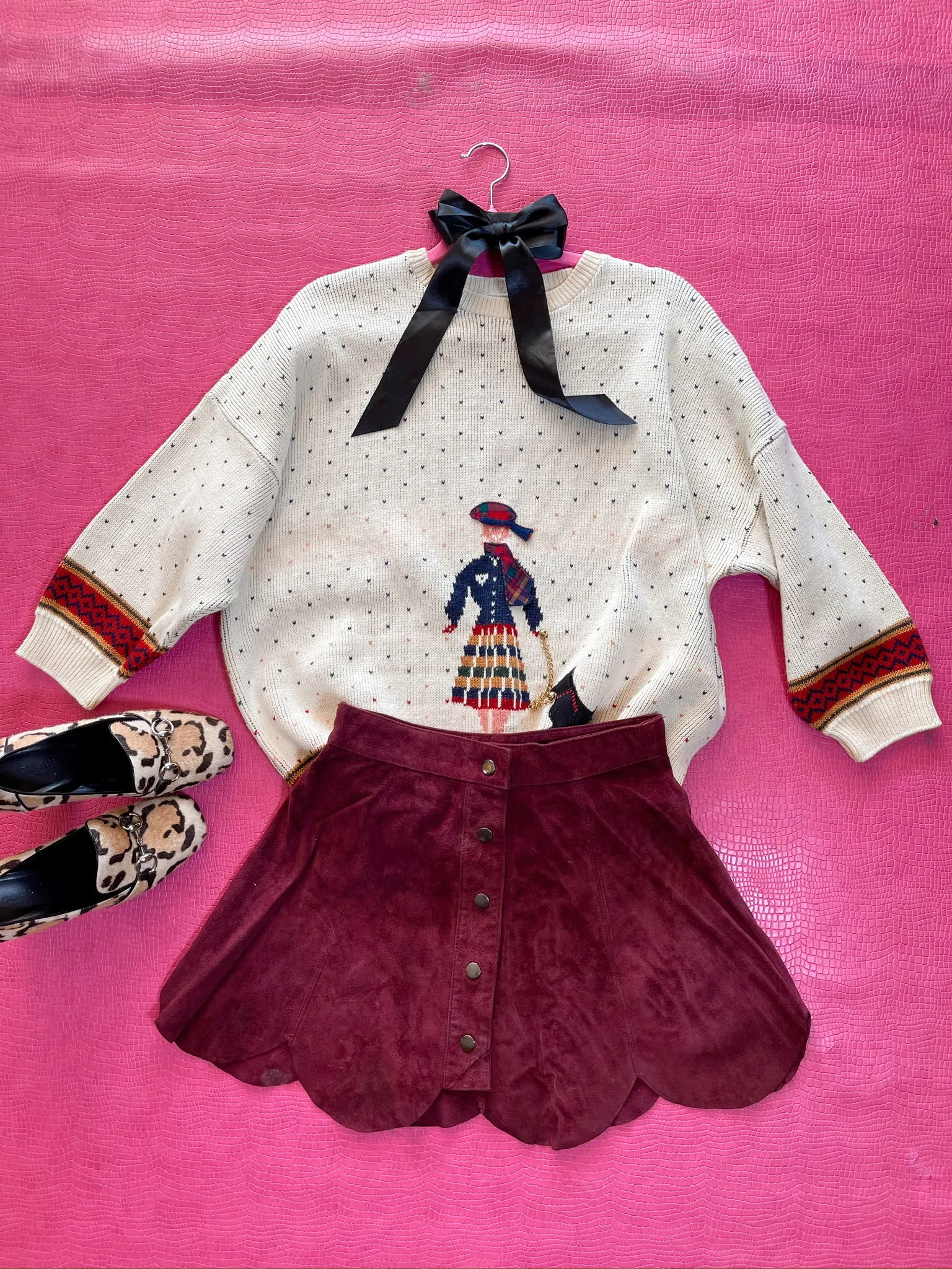 Vintage 60s 70s Burgundy Suede Mini Skirt - Best Fits Size XS-S