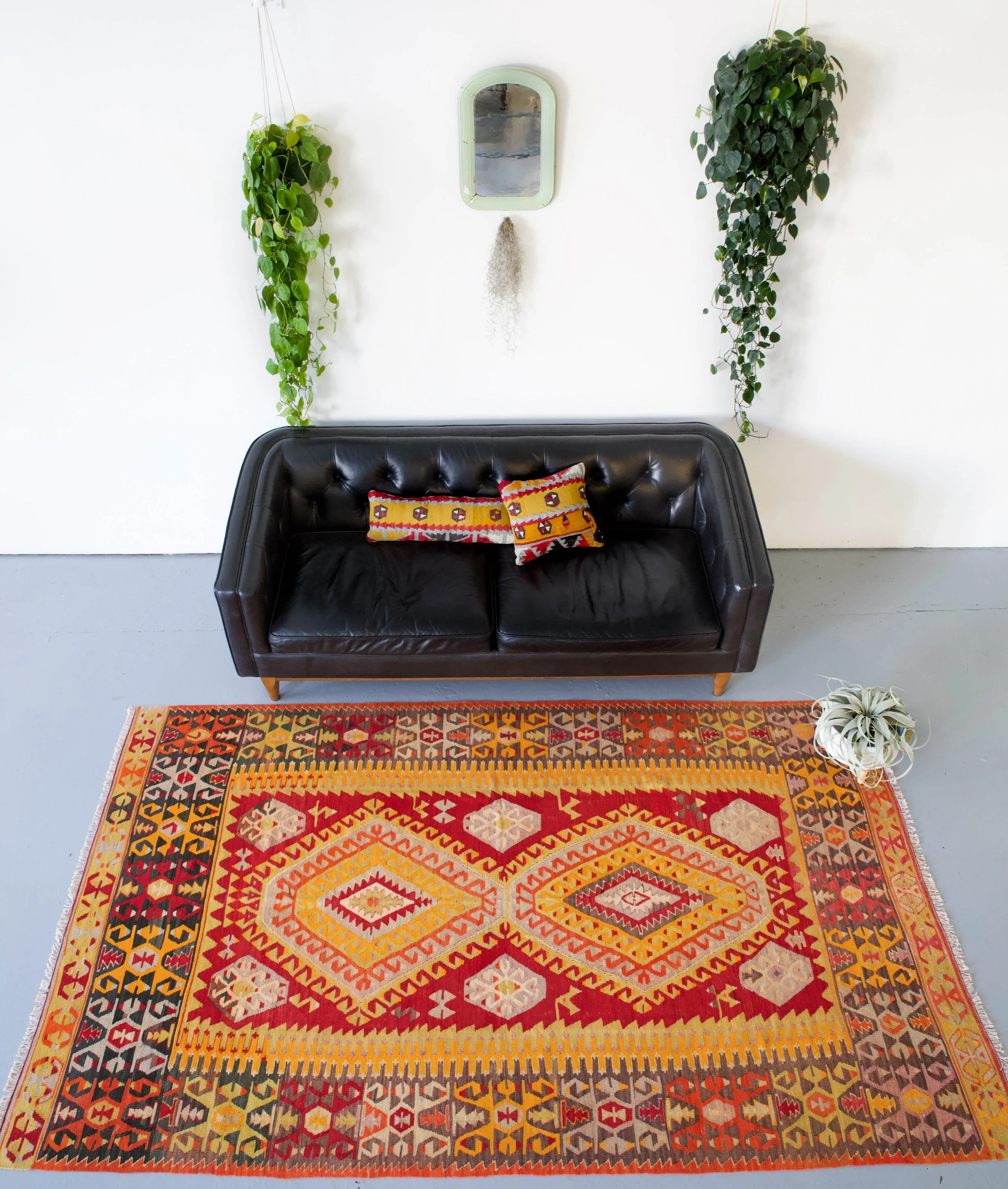 Vintage Turkish Denizli Kilim Rug