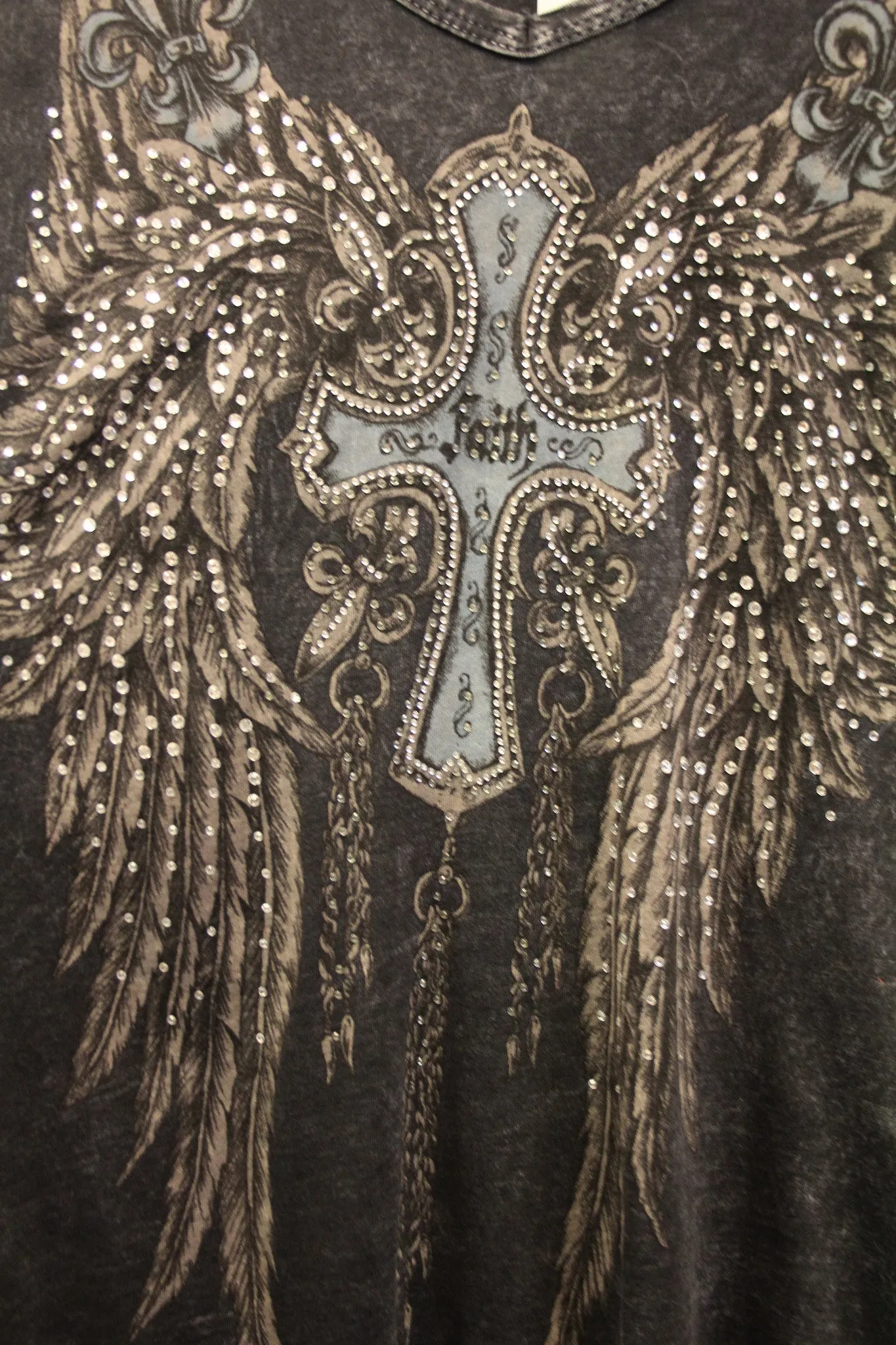 Vocal | Grey Tunic Top with Faith Cross & Wings
