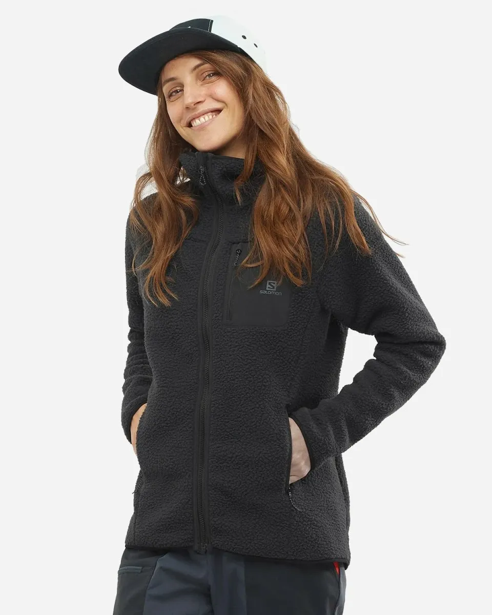W Outline Warm Teddy Fleece - Black