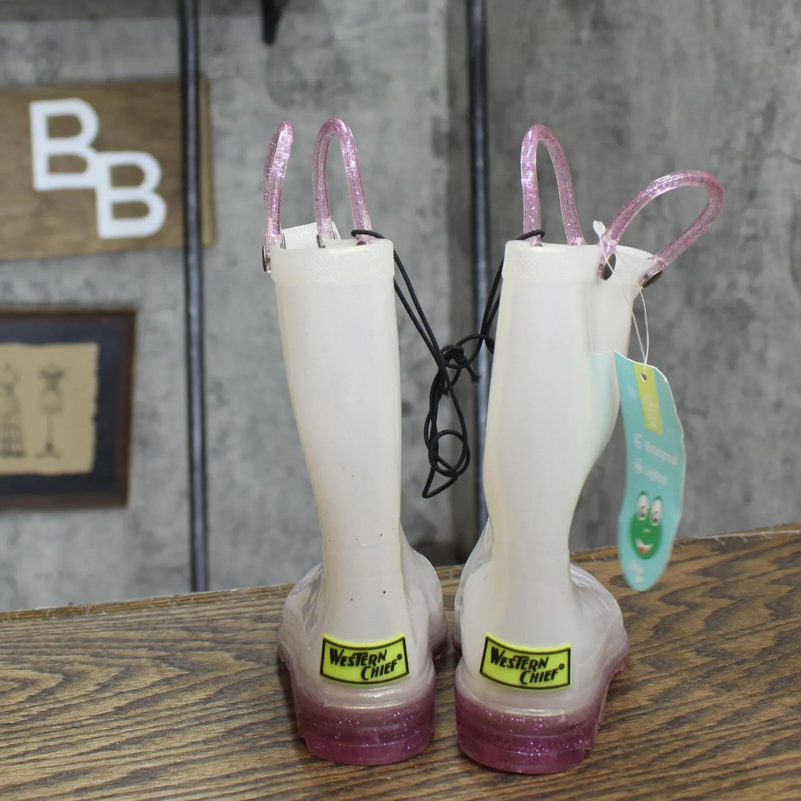 Western Chief Toddler Girls Viola Light-Up Glitter Rain Boots White / Purple 8T