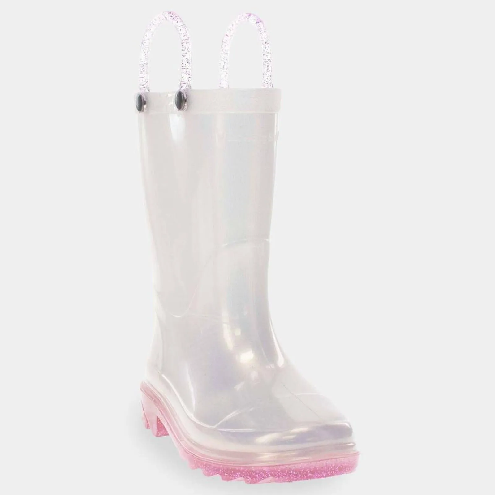 Western Chief Toddler Girls Viola Light-Up Glitter Rain Boots White / Purple 8T