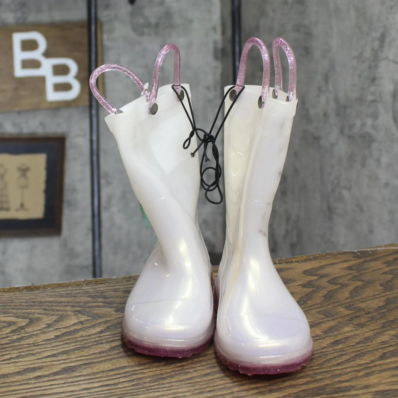 Western Chief Toddler Girls Viola Light-Up Glitter Rain Boots White / Purple 8T