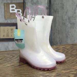 Western Chief Toddler Girls Viola Light-Up Glitter Rain Boots White / Purple 8T