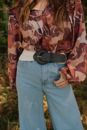 Wide Stitch Leather Belt