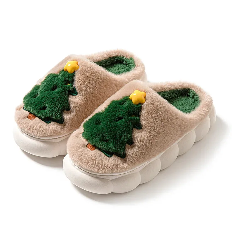 Winter Christmas Santa Claus Fluffy Slippers