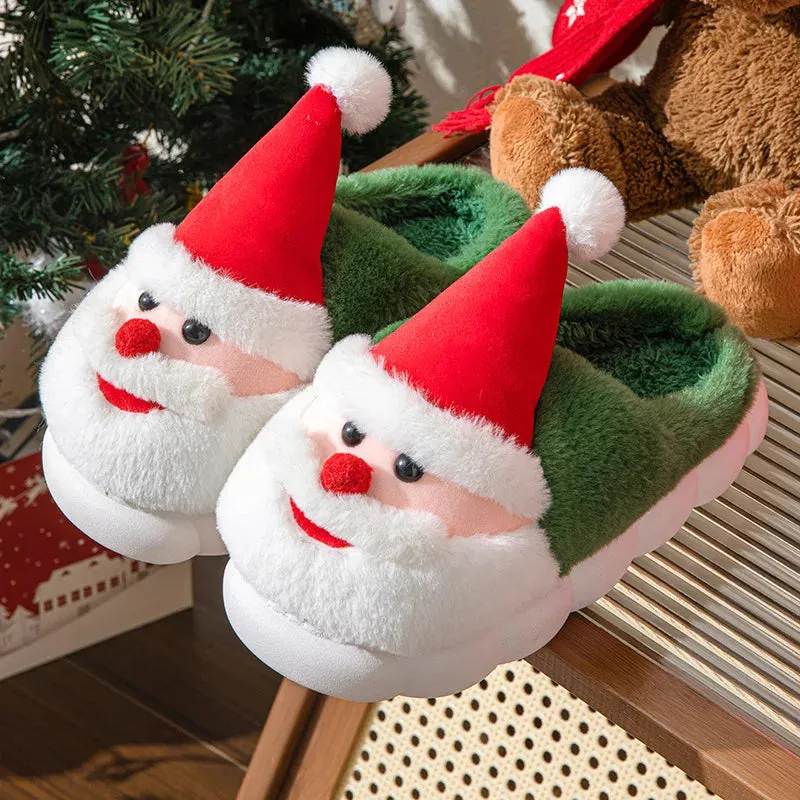 Winter Christmas Santa Claus Fluffy Slippers