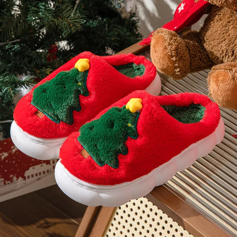 Winter Christmas Santa Claus Fluffy Slippers