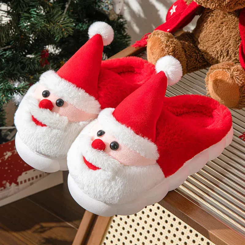 Winter Christmas Santa Claus Fluffy Slippers