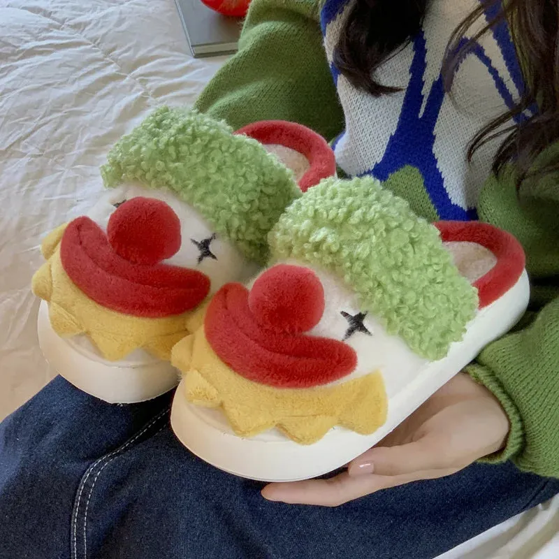 Winter Christmas Santa Claus Fluffy Slippers