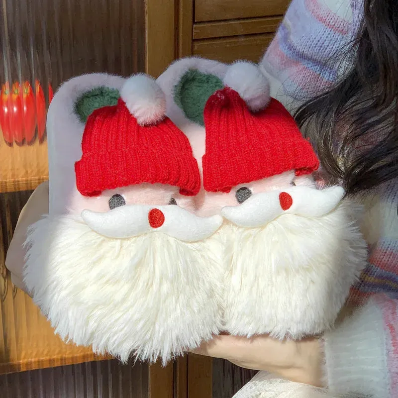 Winter Christmas Santa Claus Fluffy Slippers