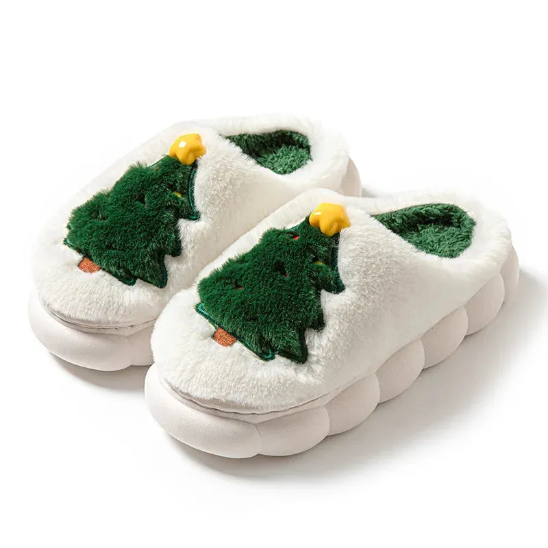 Winter Christmas Santa Claus Fluffy Slippers