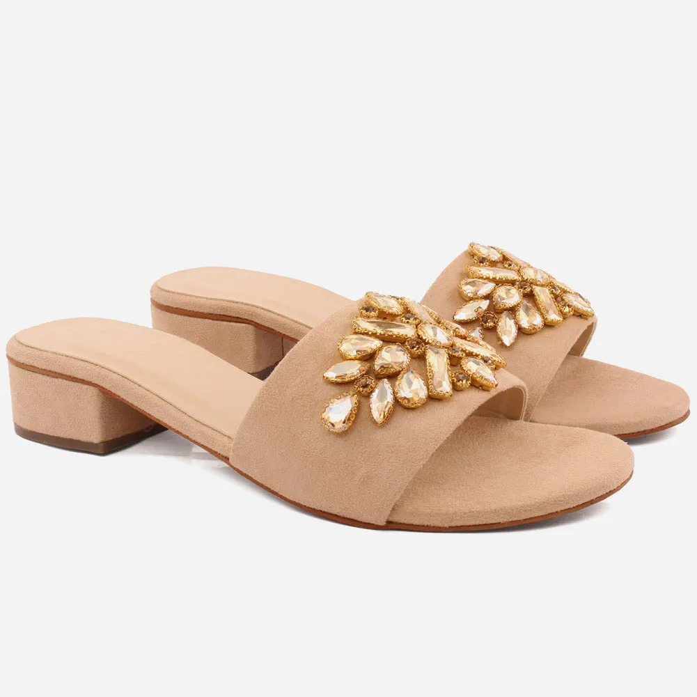 Women "GIA" Low Block Heel Slippers