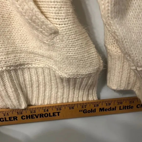 Women’s Venus Oversized Hooded Cream Knit Sweater Front Pockets Zippered Sz M/L