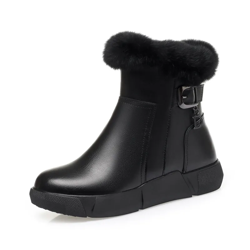 Women's Waterproof Cotton Leather Boots (Real Leather)