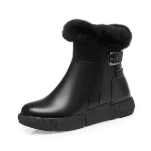 Women's Waterproof Cotton Leather Boots (Real Leather)