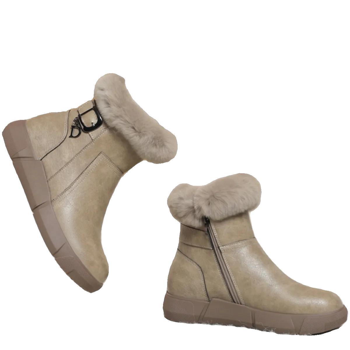 Women's Waterproof Cotton Leather Boots (Real Leather)