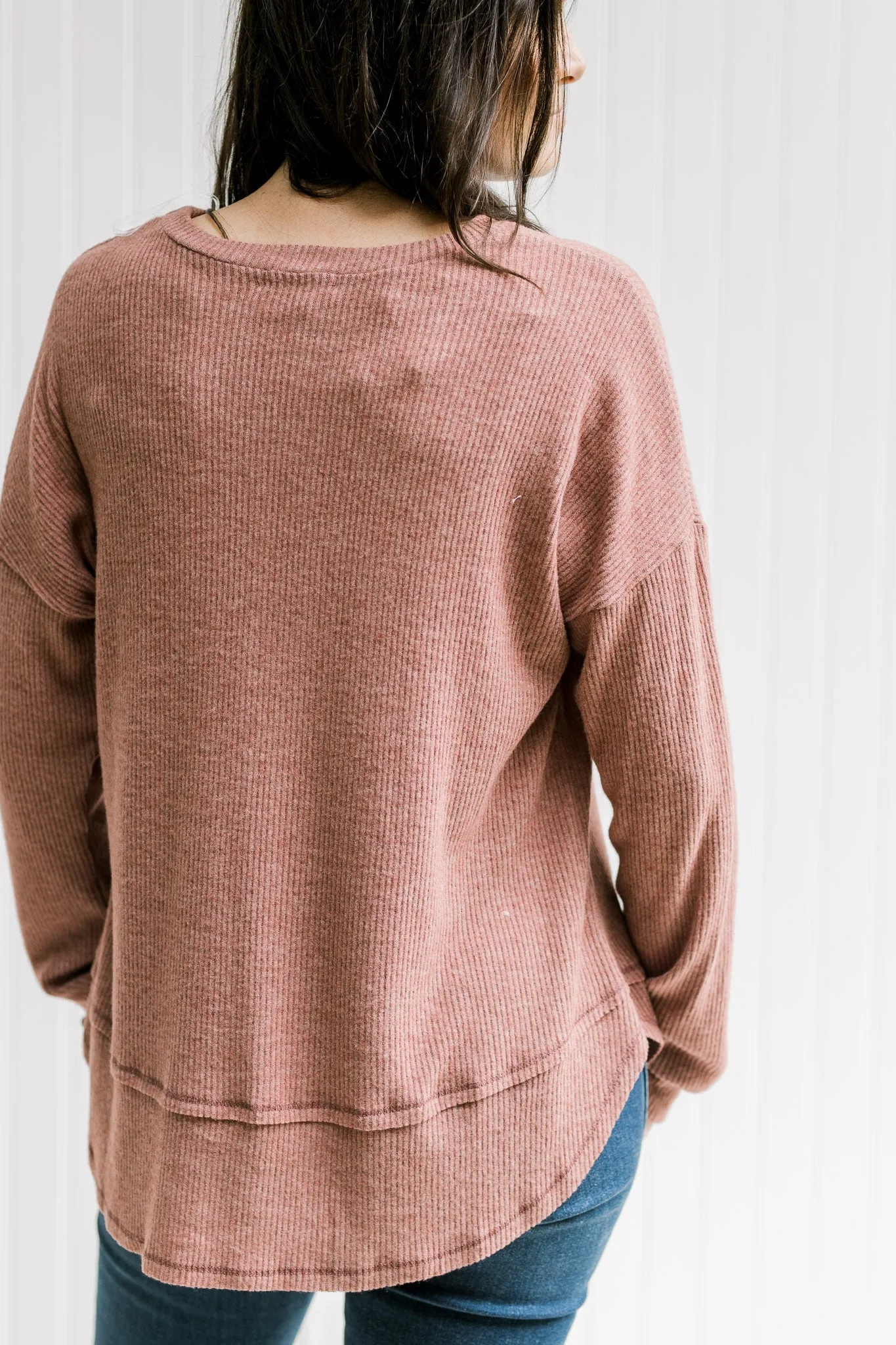 X Ribbed Marsala Top
